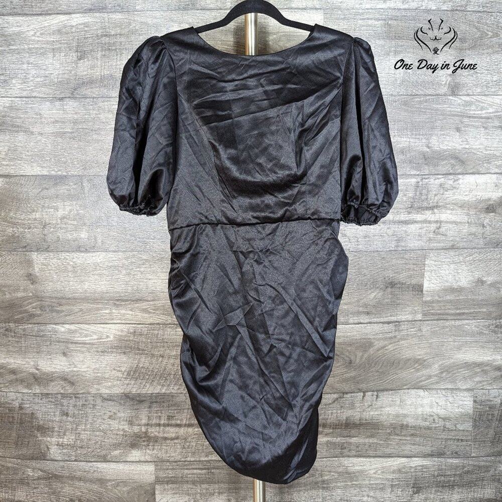 Premier Amour Puff Sleeve Rucjed Back Dress Size 12